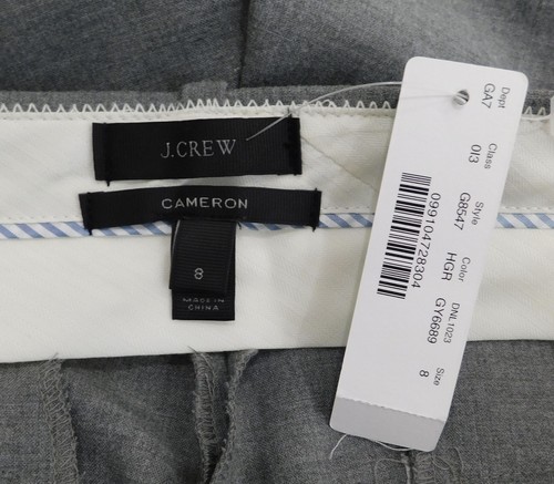 J CREW NUOVO CON ETICHETTE Donna Grigio Heather Grafite Cotone Elastico Piatto Tagliato Ca... - Foto 7 di 7
