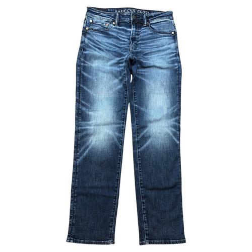 American Eagle Jeans Mens 29x32 Original Fit Straight Leg Dark Blue Denim Grunge - Picture 2 of 13