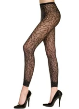 Blk Floral Lace Seamless Lace Trim Footless Tights Sexy Designer Lingerie P35029