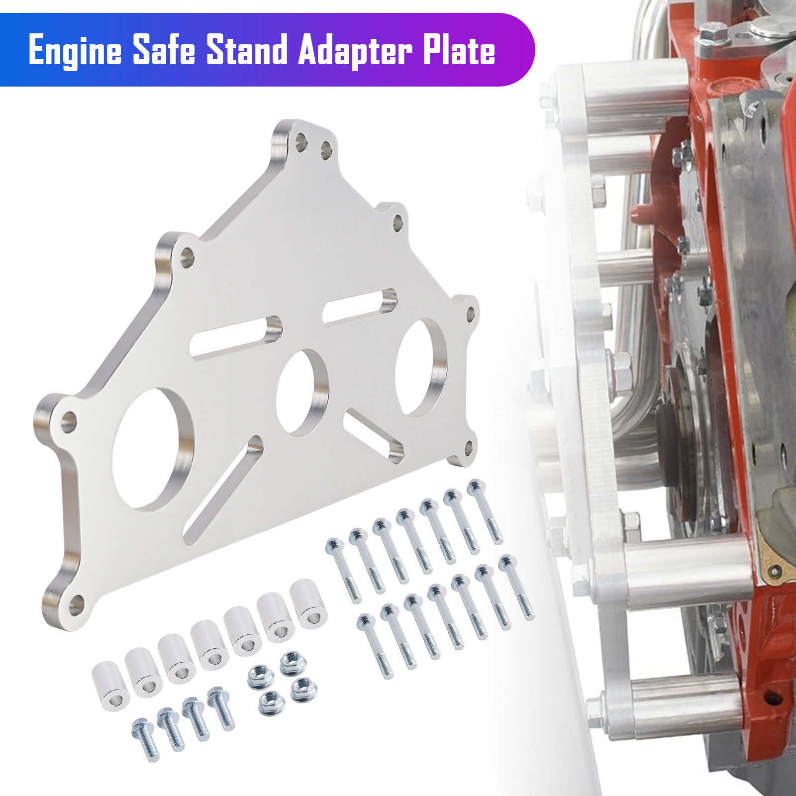 Heavy Duty T4 Engine Safe Stand Adapter Plate for Chevy LS1 Duramax BBC SBC LS
