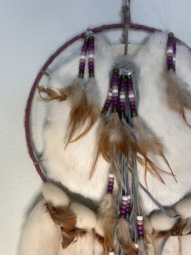Vintage Native American Apache Tigua Mandella Handmade 13" Diameter 36” Purple - Picture 5 of 18