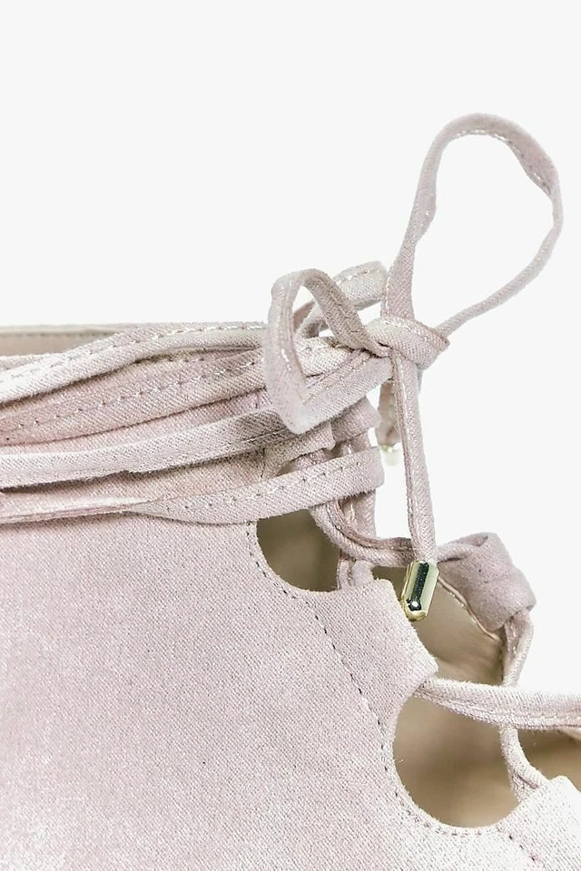 Women's Paige Ghillie Nude Lace Up Flatform Wedge by Boohoo Sz 10 US, 8 UK - Image 4 of 4