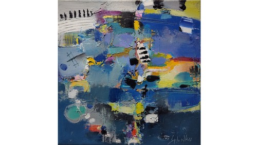 Original oil painting 12"x12" Contemporary art, Abstractiom, Modern art, Music - Picture 2 of 13