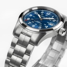 New Hamilton Khaki Field 38MM Blue Dial Steel Men's Watch H70455140 2