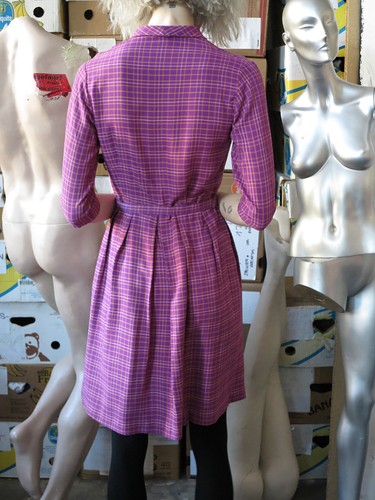 Women's Dress Spring Dress 50s Purple Checkered TrueVINTAGE 50s Women Dress - 第 8/12 張圖片