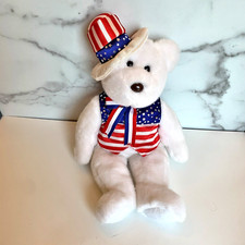 Ty Beanie Buddy Plush Uncle Sam White Bear 14 Inch Plush Toy Patriotic PB5