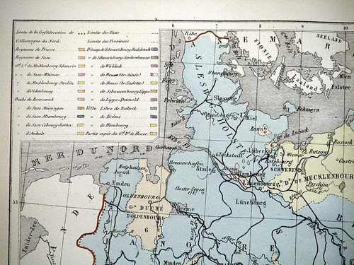 1866 Map Northern Germany Confederation Hand Colored Lithograph 11.5 x 9.5" - Picture 2 of 3