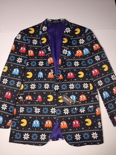 SUITMEISTER PAC-MAN Herren Anzug Sakko Gr. L 42 "RAR" Weihnachtsblazer Slim Fit