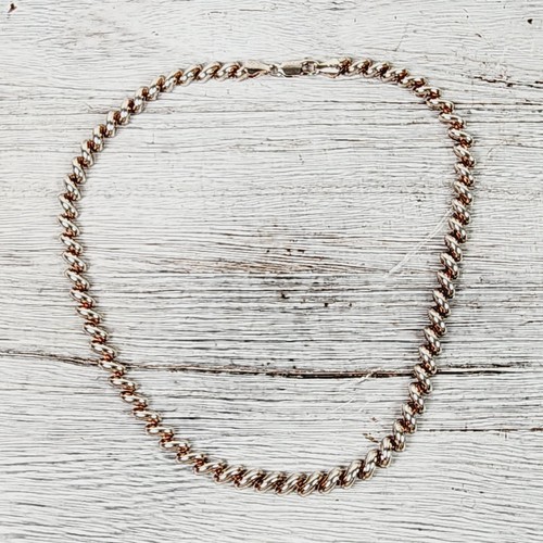 VINTAGE STERLING SILVER 925 SAN MARCO MACARONI LINK NECKLACE 15.5" - 第 2/7 張圖片