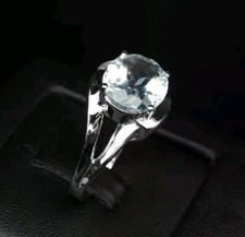 Stunning Women's 5.10 CT Aquamarine Ring, Sterling Silver, Size 7, Mint New