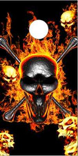 Flaming Skulls Skully Cornhole Wrap Bag Toss Skin Decal Sticker Wraps
