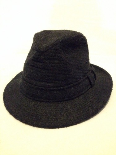 Fedora Vintage Fur Felt Small 21 Inch Diameter Gray Charcoal Hat Cap - Picture 1 of 6