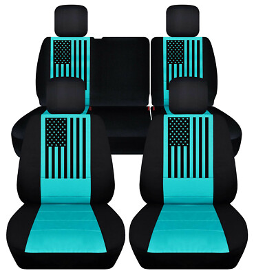 Front Rear Seat Covers Fits 2007 to 2018 Jeep Wrangler JK 4 Door American Flag