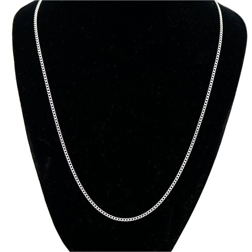 925 Sterling Silver 2MM Curb Adjustable Chain Necklace Up To 24" - Made In Italy - Picture 2 of 2