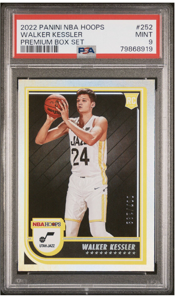 2022 NBA Hoops Walker Kessler Premium Box Set #252 RC Rookie /199 PSA 9