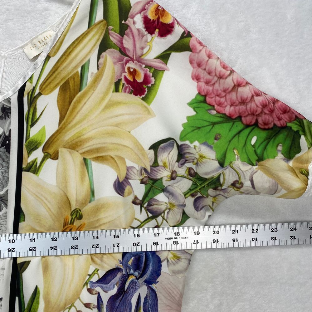 Ted Baker London Blouse Womens 0 Floral Print White Multi