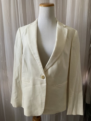 New Ann Taylor Beige Cotton Rayon Blazer Jacket Size 8 Tall
