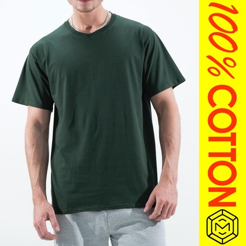 Herren T-Shirt 100% Baumwolle Tee Rundhals Freizeit Kurzarm Regular Uni Oberteil - Bild 12 von 31