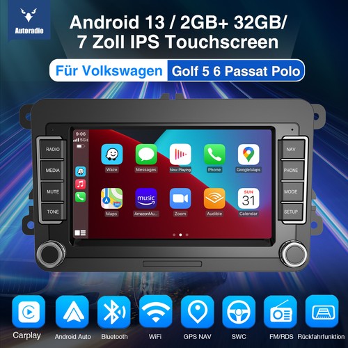 Für VW GOLF 5 Polo 6R Touran Passat Android 13 Carplay Autoradio GPS RDS BT DAB+ - Bild 2 von 17