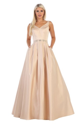 Womens Dresses For Evening Formal Event Long V-Neck Sleeveless A-Line Plus Size - Picture 9 of 10