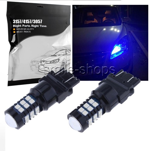 2PCS 10000K Blue 3157 3156 4157 Car DRL Daytime Running Lights 30-SMD LED Bulbs - Picture 1 of 12