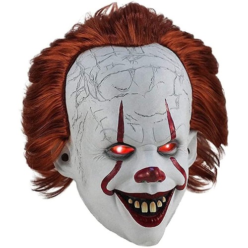 LED Pennywise Scary Clown Mask Halloween Cosplay Costume Latex Full Head Killer - Picture 13 of 13