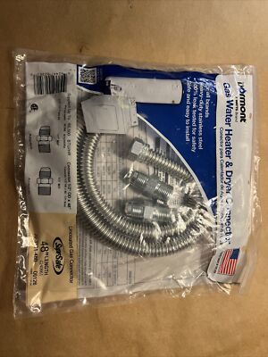 NEW DORMONT 20-3131-48B UNCOATED GAS Water Heater & Dryer CONNECTOR 48''  1/2''MIP