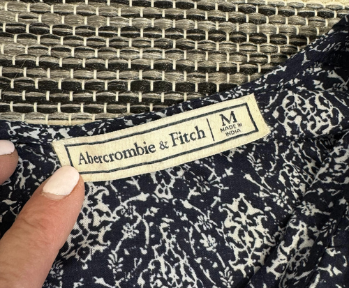 Abercrombie & Fitch Women's Bell Sleeve V Neck Ruffle Romper Viscose Navy Size M - Picture 8 of 12