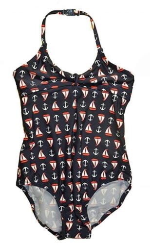 Osh Kosh Big Girls One Piece Navy Sailboat Swimsuit Size 7 8 $36