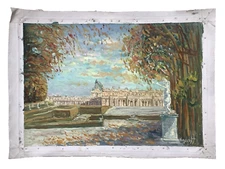 French PostImpressionism Castle of Versailles in the sunset Oil painting