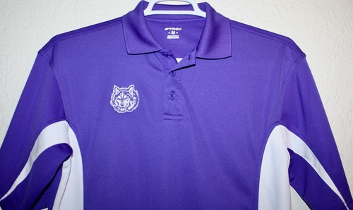 Tonix Purple & White Polo Shirt Mens Size M Minnesota PEP H.S. Wolf Logo - 第 2/7 張圖片