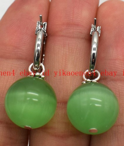 Natural Pretty 14mm Multicolor Gems Round Beads Silver Leverback Dangle Earrings - Picture 19 of 240
