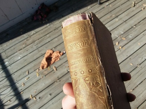 Antique 1869 Illustrated Book "Robinson Crusoe" Vintage Literature Fiction - Imagen 4 de 12