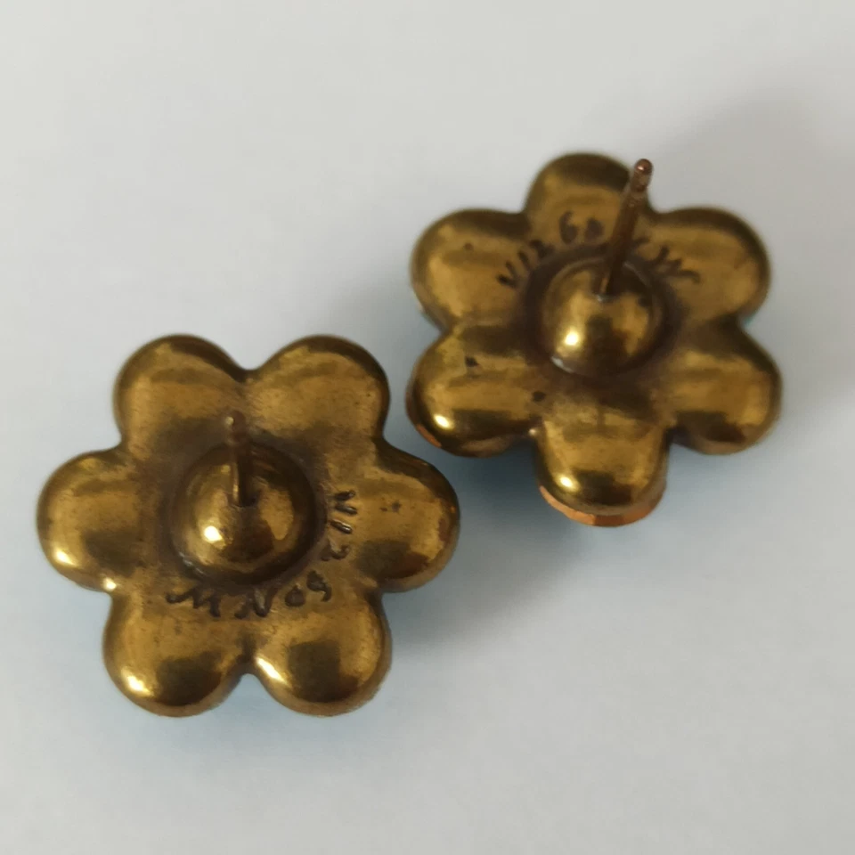 Pendientes Michal Negrin Turquesa Poste Grande Flor Con Cristales Swarovski Regalo Foto 4 de 4