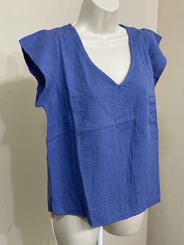 Three Dots Women’s Blue Periwinkle V-Neck Short Sleeve Comfort Soft T-Shirt s XS - Picture 3 of 10