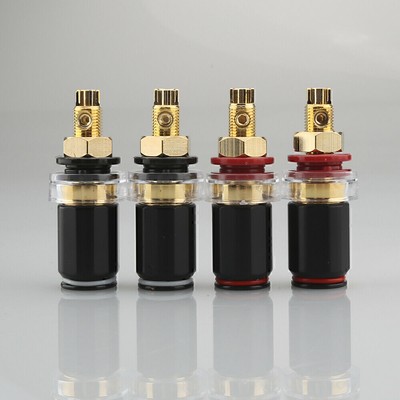4Pcs 24K Gold Rhodium Plated HiFi Amplifier Speaker Binding Post Socket Terminal
