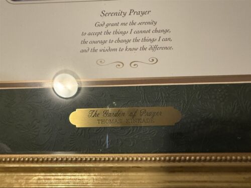 THOMAS KINKADE GARDEN OF PRAYER FRAMED MATTED PRINT SERENITY PRAYER 14"x14" COA - Picture 4 of 10