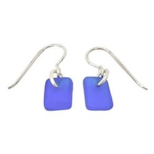 Hawaiian Blue Genuine Recycled Sea Glass Dangle Beach Earrings from Maui Hawaii