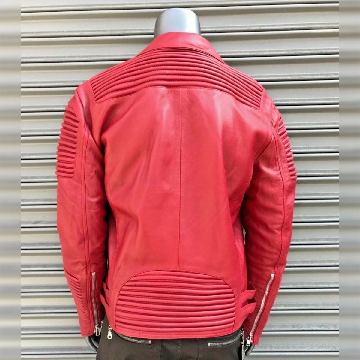 Herren Hudson rot Motorrad 100 Echtleder Jacke