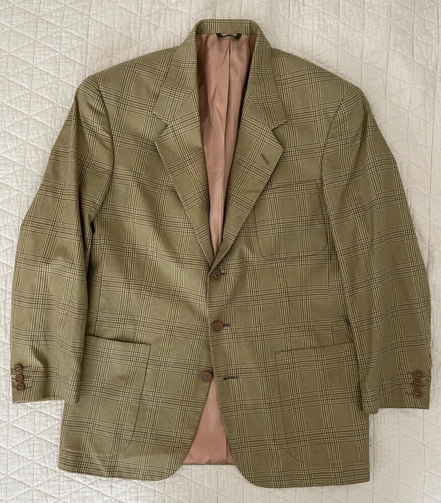 Krizia, KRIZIA Vintage Check Print Three Button Patch Pocket Jacket Size 40 R