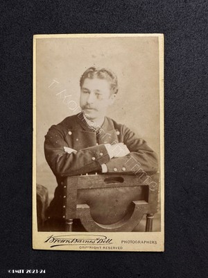 CDV Dapper Man Uniform Brown Barnes Bell Antique Victorian Fashion History Photo