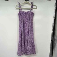 NWT GAP Tie-Shoulder Tiered Midi Dress Women's Sz XXS Purple Floral Print Cotton