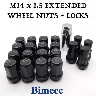 M14x1.5 Closed Wheel Nuts 41mm Black x16 + Locks - SsangYong Actyon Actyon Sport