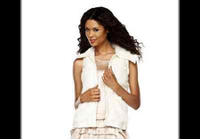 Luxe Rachel Zoe Faux Fur Vest W Hook & Eye Closure Ivory Nwt Medium Qvc $97.00
