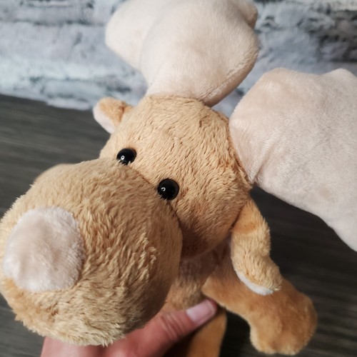 Ferrero Kinder Moose Reindeer Plush Tan 12" Stuffed Animal Toy Striped Scarf EUC - Picture 4 of 7