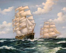 Art Oil painting big sail boats on ocean seascape canvas hand painted art