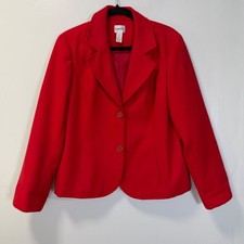 Chico's Women Red Two Button Blazer Jacket Size 2 Large Professional Office