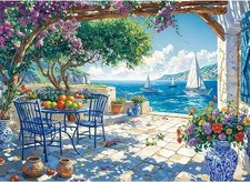 Summer Coast Paint by Numbers Kit for Adults Beginners, Seaside Landscape Art Ad