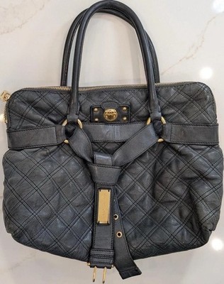Marc Jacobs Grey/Blue Quilted Med Satchel Top Handle Zip Gold Hardware w/DustBag