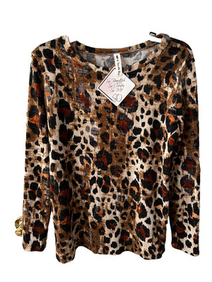 NWT Vanilla Bay Women's Size Small LS Cozy Leopard Print Pullover Sweater